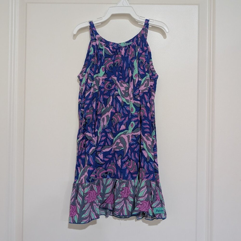 Rainbow Jo tropical turtle-print hawaiian tie-back dress